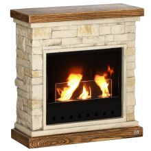 HOMCOM Bioethanol Fire Heater, with Brickwork Effect Mantelpiece Brown