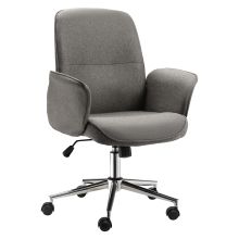 Vinsetto Rocking Office Desk Chair w Arm Rest on Wheels Adjustable Height Light Grey