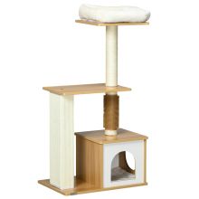 PawHut Cat Tree with Scratching Posts, Cat House, Cat Bed, Perches, 59.5 x 39.5 x 114cm Oak Tone