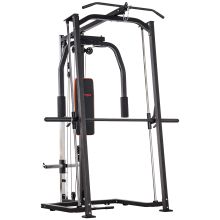 SPORTNOW 3 In 1 Smith Machine with Dual Cable Pulley System, Chest Press Station, 17 Level Squat Rack and Barbell Bar