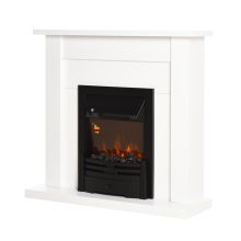 HOMCOM Electric Firplace Suites & Mantelpiece w LED Flames Remote Marble Stone Modern Curved Surround Intelligent Safe Tempered Glass Adjustable Thermal 1000W 2000W