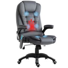 Vinsetto Massage Recliner Chair Heated Office Chair with Six Massage Points Velvet Feel Fabric 360? Swivel Wheels Grey