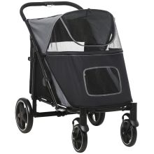 PawHut Foldable Pet Stroller, with Universal Wheels, Shock Absorber, for Medium and Large Dogs Black