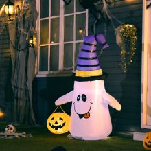  Halloween 1.2m LED Outdoor Inflatable Decoration - Ghost w/ Pumpkin Lantern 