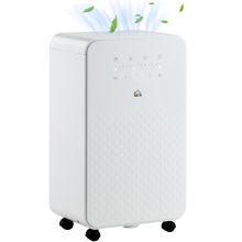 HOMCOM 2000mL Portable Dehumidifier with Air Purifier, 24H Timer, 5 Modes, 10L Day, for Home Laundry, White