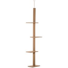 PawHut 260cm Floor To Ceiling Cat Tree for Indoor Cats w Three Platforms Activity Centre Brown