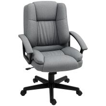 HOMCOM Linen Look Padded Office Chair Grey