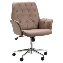 Vinsetto Office Desk Chair, Microfibre Vanity Chair with Adjustable Height, Armrest, Swivel Chair for Home, Coffee