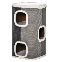 PawHut Sisal Cat Barrel with Soft Plush & Lamb Fleece Grey