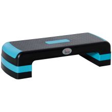 HOMCOM Aerobic Step with 3 Level Adjustable Heights for Home, Office Exercise, Black and Blue