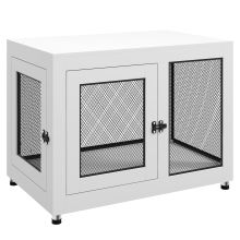 PawHut 2 in 1 Dog Cage & Side Table, with Two Doors, Cushion, for Large Dogs