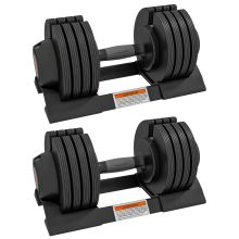 SPORTNOW 2 x 24KG Adjustable Dumbbells Set, 4 in 1 Weights Set with Storage Tray and Non Slip Handle, Home Gym Fitness Equipment, Black