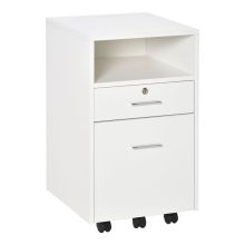 Vinsetto Lockable Two Drawer Filing Cabinet, with Wheels White