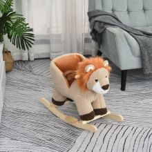 HOMCOM Toddlers Plush Lion Rocking Horse Brown