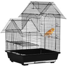 PawHut Metal Bird Cage for Finch, Canary w Food Containers, Swing Ring, Tray Handle, 39 x 33 x 47cm