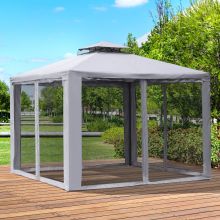  3 x 3 m Metal Gazebo Garden Outdoor 2-tier Roof Marquee Party Tent Grey