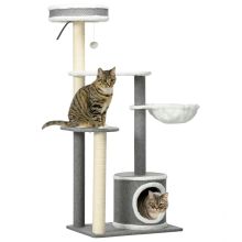 PawHut Cat Tree for Indoor Cats, Cat Tower with Scratching Posts, Multi level Kitten Climbing Tower, 132cm