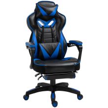 Vinsetto Faux Leather Reclining Gaming Chair, with Footrest Blue Black