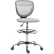 Vinsetto 68 88cm Draughtsman Office Chair, with Wheels Light Grey