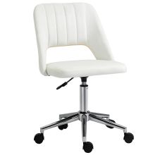 Vinsetto Armless Velvet Feel Office Chair Cream White