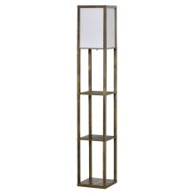  4-Tier Floor Lamp Standing Lamp with Storage Shelf for Home Office Dorm Brown