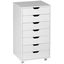 Vinsetto Vertical Filing Cabinet, 7 drawer File Cabinet, Mobile Office Cabinet on Wheels for Study, Home Office, White