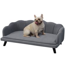 PawHut Dog Sofa, Pet Couch Bed for Medium, Large Dogs, with Legs, Cushion Grey