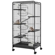 PawHut 6 Levels Removable Small Animal Cage, 131cm Black