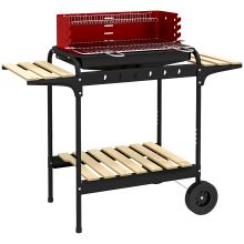 Outsunny Charcoal BBQ, with Five Position Grill Grate Red