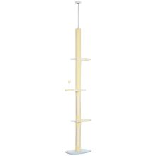 PawHut 260cm Adjustable Floor To Ceiling Cat Tree w Anti Tipping Kit, Toy Ball