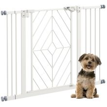 PawHut Pressure Fit Stair Gate Dog Gate w Auto Closing Door, Double Locking, Easy Installation, for 74 100cm Openings White