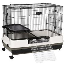  Small Animal Guinea Pigs Hutches Steel Wire Rabbit Cage Pet Play House W/ Waste Tray Black