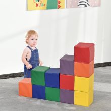 HOMCOM Kids 12-Piece PU Soft Stacking Blocks Multi-Colour