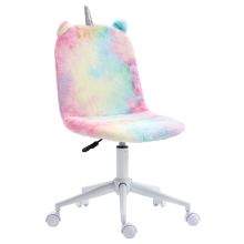 Vinsetto Fluffy Unicorn Office Chair with Mid Back and Swivel Wheel, Cute Desk Chair, Rainbow Multi Colored