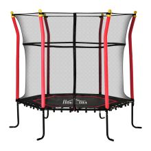 HOMCOM 5.4 FT 64 Inch Kids Trampoline With Enclosure Net Mini Indoor Outdoor Trampolines for Child Toddler Age 3 10 Years Red