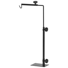 PawHut Adjustable Height and Length Reptile Lamp Stand Holder with Hook Hanging, Base Black