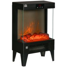 HOMCOM Electric Fireplace Heater, Freestanding 1000W 2000W Fireplace, w LED Screen, Remote included Quiet Heater Ideal for 25m? Indoor Use, Black