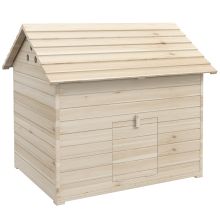 PawHut Wooden Duck House Poultry Coop for 2 4 Ducks with Openable Roof Raised Feet Air Holes Natural