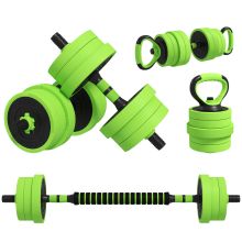 SPORTNOW 20kg Four In One Adjustable Weight Dumbbells Set, Barbell, Kettlebell, Push Up Stand Green