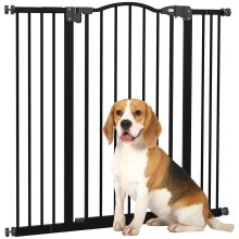 PawHut Pressure Fit Dog Stair Gate No Drilling Safety Gate Auto Close for Doorways, Hallways, 74 100cm Adjustable, 94cm Tall, Black