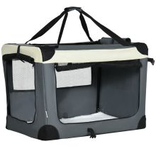 PawHut 81cm Foldable Pet Carrier, with Cushion, for Medium Dogs and Cats Grey