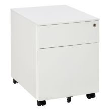 Vinsetto 2 Drawer Vertical File Cabinet, Lockable Steel Filing Cabinet with Pencil Tray and Hanging Bar for A4, Letter, Legal sized Files, Fully Assembled Except Casters, White