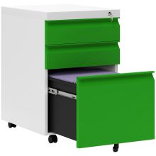 Vinsetto 3 Drawer Filling Cabinet, Mobile Metal File Cabinet with Anti tilt Design for Letter, A4, Legal Size, Green