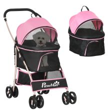 PawHut 3 In 1 Detachable Pet Stroller, for Extra Small and Small Dogs Pink