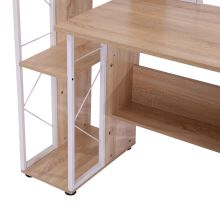  Computer Writing Desk PC Workstation w/2 Drawers Multi-Shelves Home Office Furniture - Oak/White 