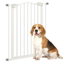 PawHut Pressure Fit Dog Stair Gate No Drilling Safety Gate Auto Close for Doorways, Hallways, 74 80cm Adjustable, 94cm Tall, White