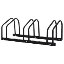 HOMCOM Bike Stand Parking Rack Floor or Wall Mount Bicycle Cycle Storage Locking Stand 3 Racks, Black