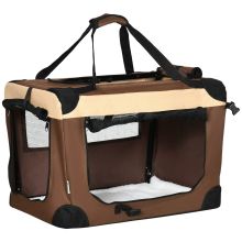 PawHut 60cm Foldable Pet Carrier, with Cushion, for Mini Dogs and Cats Brown