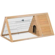 PawHut Wooden Rabbit Hutch Triangle Bunny Ferret Cage Guinea Pig Run Small Animal Hutch Yellow 116 x 62.2 x 52.5 cm