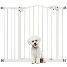 PawHut Metal 74 94cm Adjustable Pet Gate Safety Barrier w Auto Close Door White